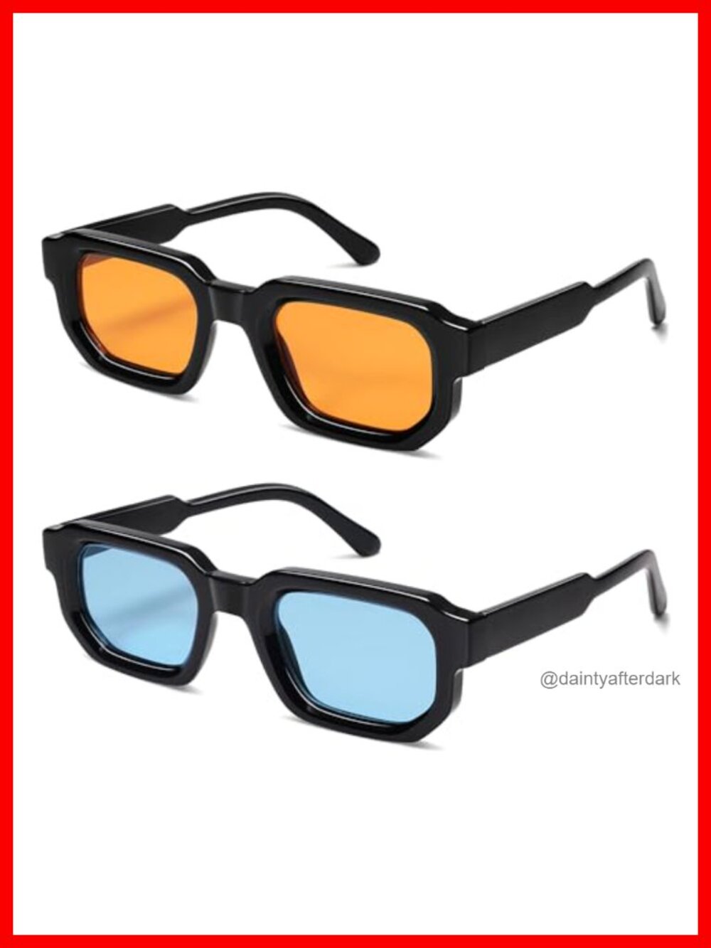 Retro Chunky Rectangle Sunglasses UV400 Full Rim Plastic Frame